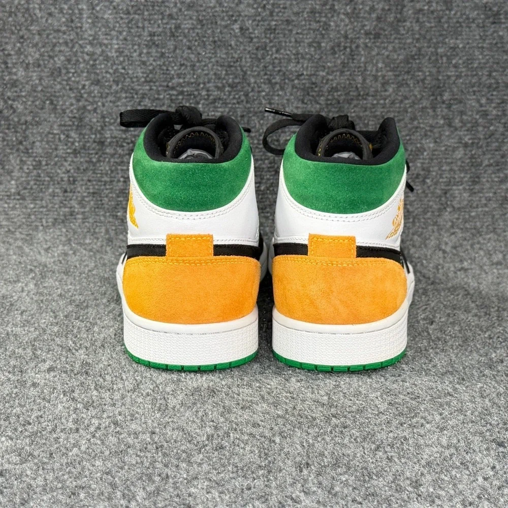 Jordan 1 Mid Shoe Mens 9 Oakland Black White Green Yellow Retro Athletic Sneaker
